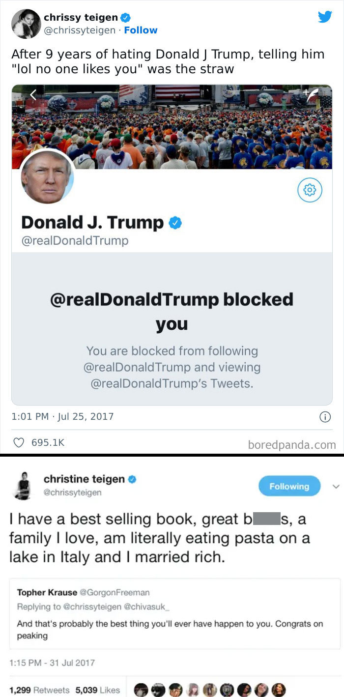 Chrissy Teigen Shut Down A Trump-Supporting Twitter Troll Who Said Her Life Had Peaked