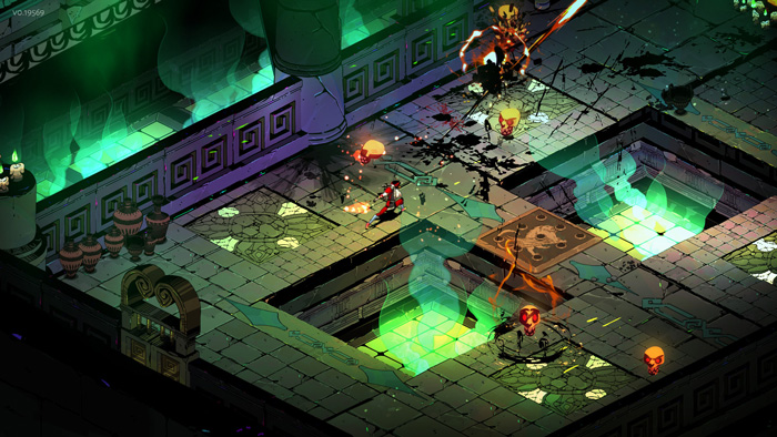 Top indie games action scene with characters battling in a glowing underground dungeon environment.