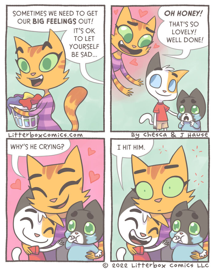 I Draw My Family As Cats In These 30+ Mom Comics