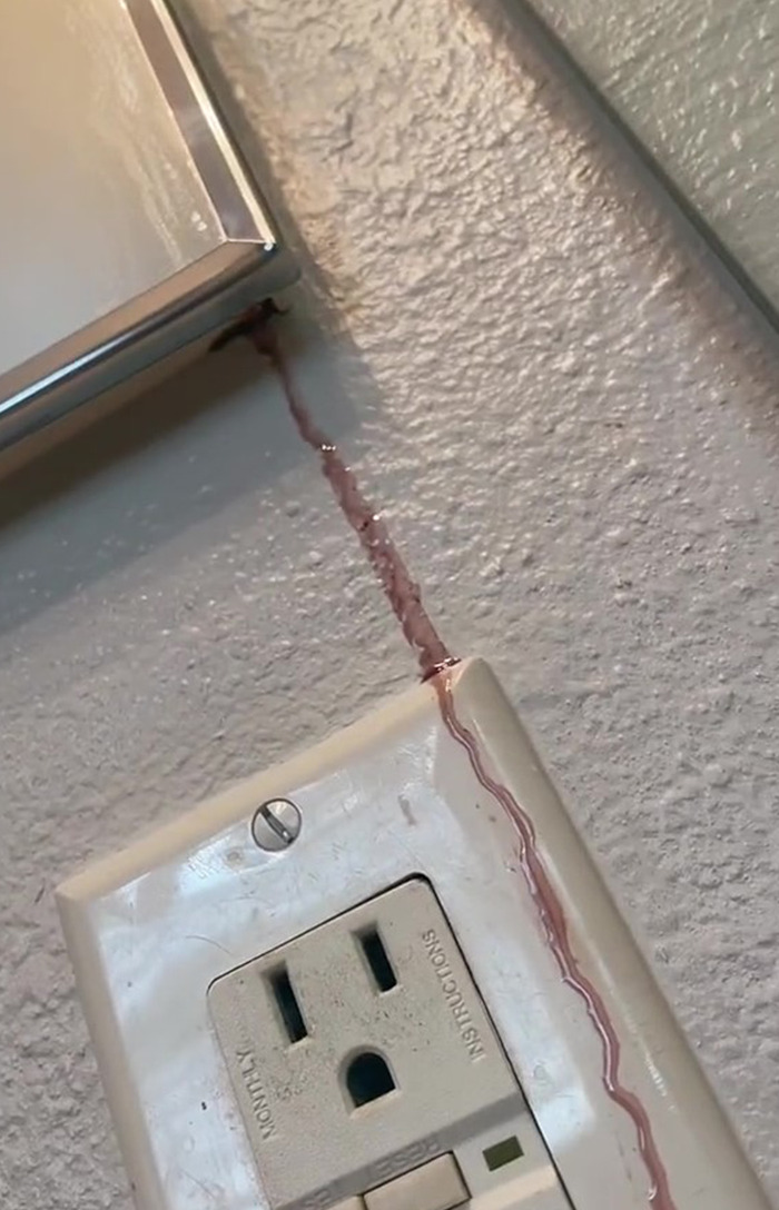 Woman Records Her Efforts To Find Out What Is The Cause Of Her Bathroom Cabinet &ldquo;Bleeding&rdquo;, Asks The Internet For Help