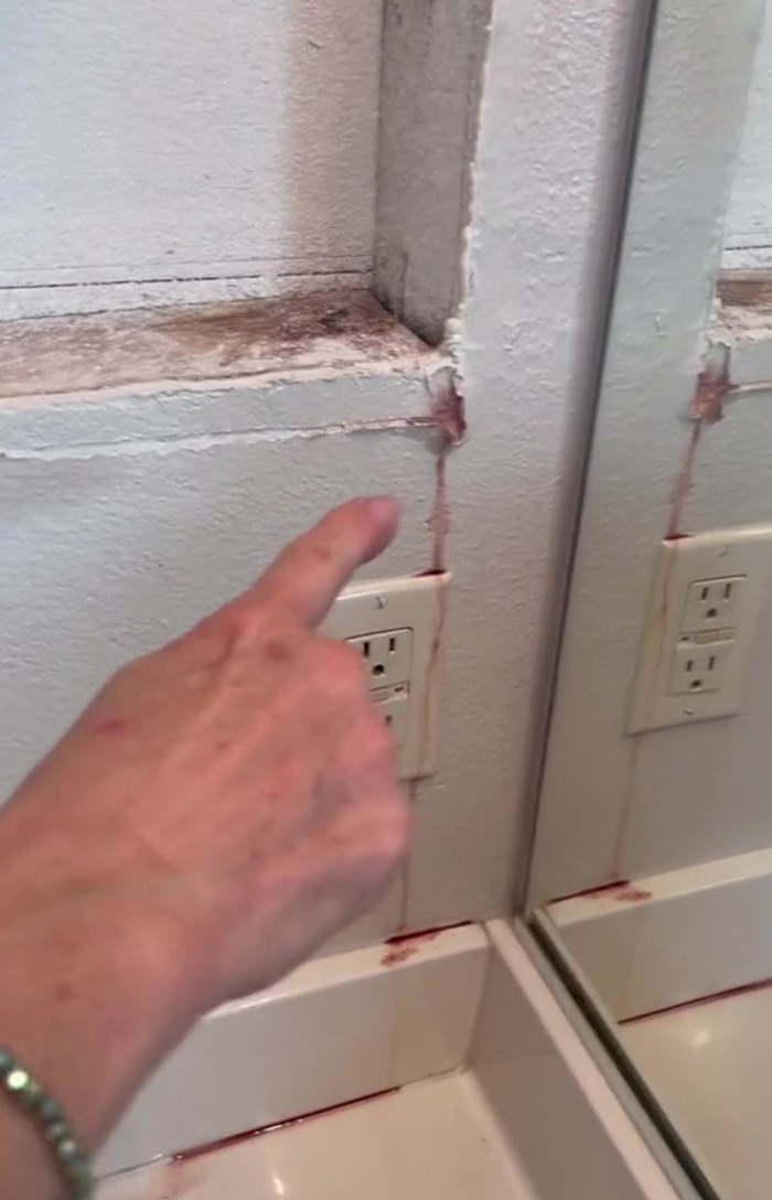 Woman Records Her Efforts To Find Out What Is The Cause Of Her Bathroom Cabinet &ldquo;Bleeding&rdquo;, Asks The Internet For Help