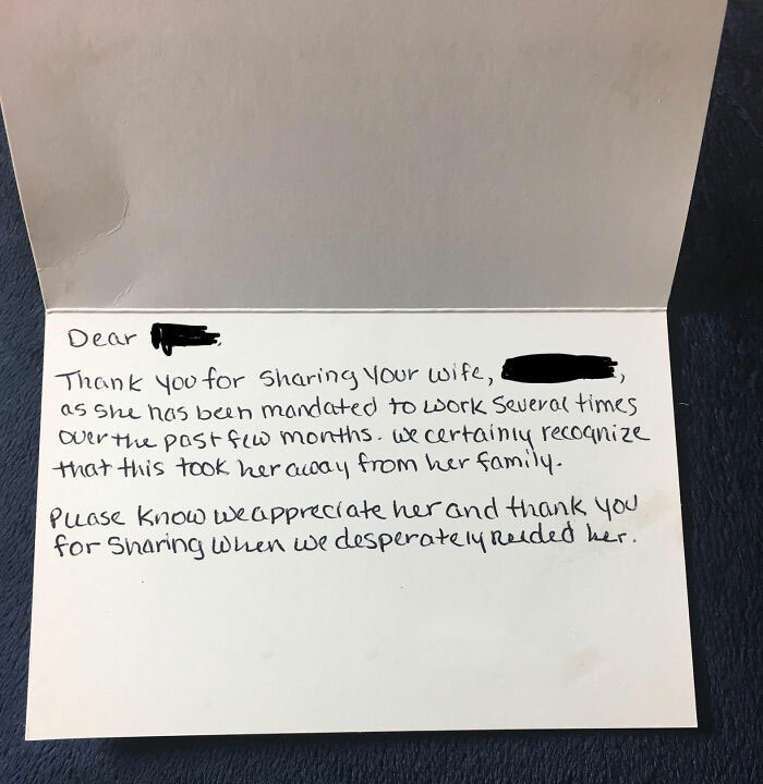 &ldquo;My Husband Got A Thank You Card For &lsquo;Sharing&rsquo; Me With The Hospital&rdquo;: Nurse's Infuriating Note Goes Viral Online