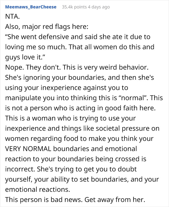 Boyfriend Wonders If He Was A Jerk For Telling His GF To Pack Her Bags, After She Repeatedly Ignored His Food Boundaries Boyfriend Wonders If He Was A Jerk For Telling His GF To Pack Her Bags, After She Repeatedly Ignored His Food Boundaries