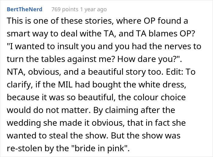 MIL Decided To Wear White To Son's Wedding, So The Bride Made Every Bridesmaid Wear White While She Wore Pink MIL Decided To Wear White To Son's Wedding, So The Bride Made Every Bridesmaid Wear White While She Wore Pink
