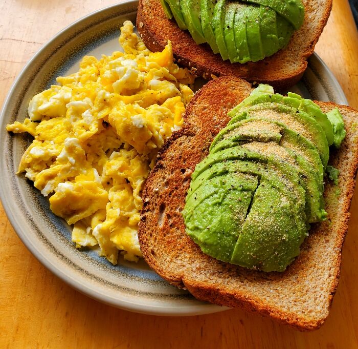 Avocado Toast And Scrambled Eggs Courtesy Of My (Then) 14 Year Old. Amazing Cook, That Kid