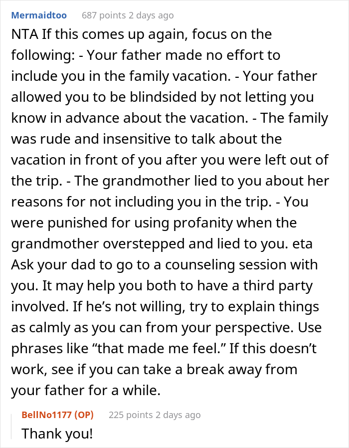 16 Y.O. Daughter Disappointed With Her Father As He Did Not Invite Her On His New Family's Paris Vacation, Gets Called A Jerk