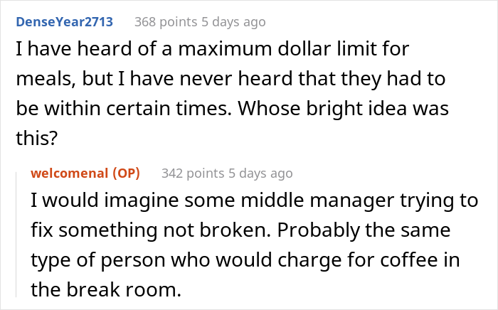 Employee Is Told To Have Their Meals Only During Assigned Time Periods, They Maliciously Comply And End Up Doing Less Work