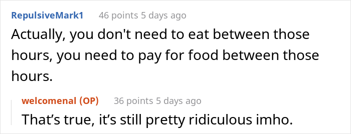 Employee Is Told To Have Their Meals Only During Assigned Time Periods, They Maliciously Comply And End Up Doing Less Work