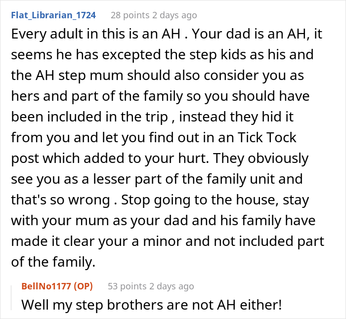 16 Y.O. Daughter Disappointed With Her Father As He Did Not Invite Her On His New Family's Paris Vacation, Gets Called A Jerk