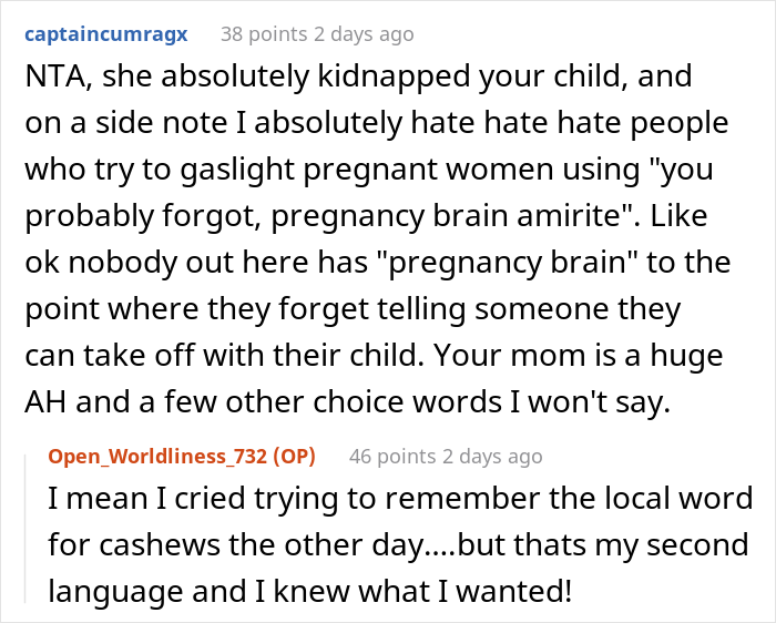 Woman Asks The Internet Whether She Was Wrong To Tell Her Mother She Can’t See Her Son Anymore After She Kidnapped Him - 29