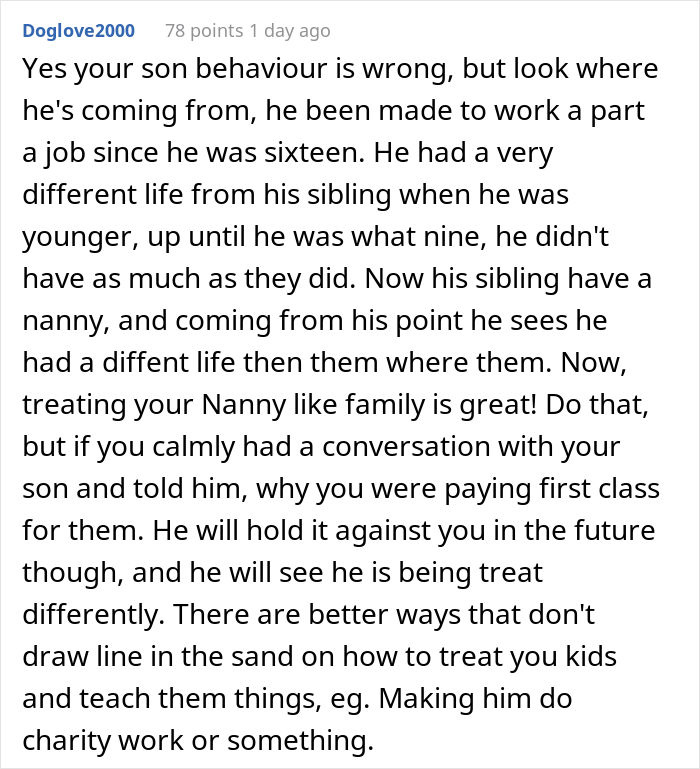 Teen Says Parents Shouldn't Have Bought Nanny A First-Class Ticket, Regrets It After They Put Him In Economy For Being So Elitist