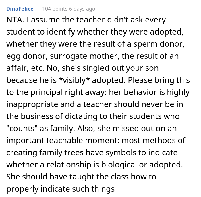 Teen Doesn&rsquo;t Listen When His Teacher Asks Him To Make A Biological Family Tree When He&rsquo;s Adopted And Gets The Lowest Grade