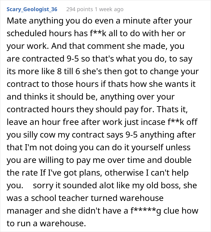 Employee Laughs In Boss' Face For Saying It's "Unethical" To Make Plans After Work, Takes The Case To The Director Employee Laughs In Boss' Face For Saying It's "Unethical" To Make Plans After Work, Takes The Case To The Director