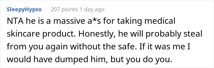 Woman Online Wonders If She’s A Jerk For Locking Her Expensive Toiletries Away From Her Boyfriend Woman Online Wonders If She’s A Jerk For Locking Her Expensive Toiletries Away From Her Boyfriend