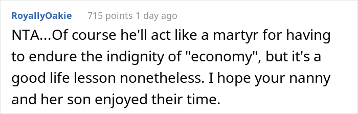 Teen Says Parents Shouldn't Have Bought Nanny A First-Class Ticket, Regrets It After They Put Him In Economy For Being So Elitist