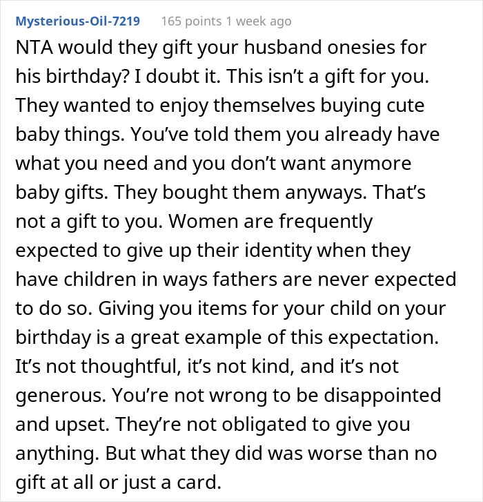 "People Have Told Me I Was Ungrateful And Selfish": New Mom Upset She Got Baby Stuff On Her Birthday, Wonders If She's A Jerk "People Have Told Me I Was Ungrateful And Selfish": New Mom Upset She Got Baby Stuff On Her Birthday, Wonders If She's A Jerk