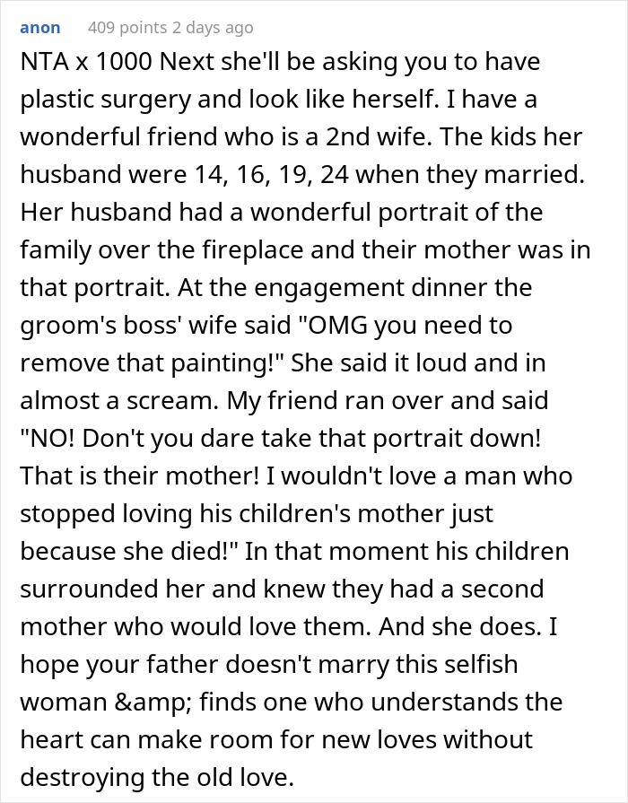 Woman Upset Her Fiancé's Daughter Refuses To Dye Her Hair So People Will Stop Telling Her How Much She Looks Like Her Mom Woman Upset Her Fiancé's Daughter Refuses To Dye Her Hair So People Will Stop Telling Her How Much She Looks Like Her Mom