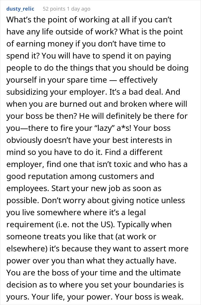 Boss Wants To Fire This Person Because They Don&rsquo;t Want To Work More Than 60 Hours A Week
