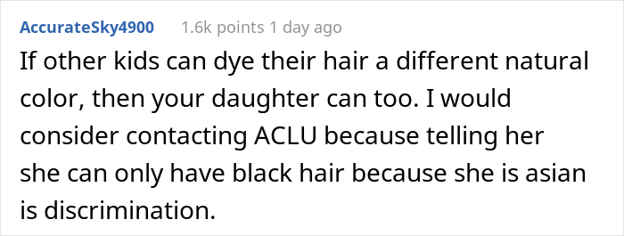"AITA For Refusing To Dye My Daughter’s Hair Because Her School Complained?" "AITA For Refusing To Dye My Daughter’s Hair Because Her School Complained?"