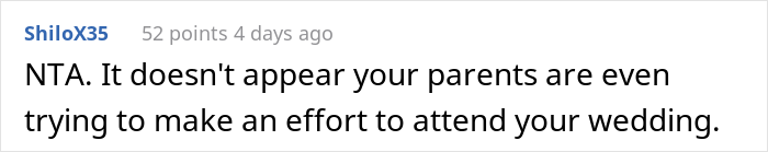 Bride-To-Be Asks If She's Wrong To Be Angry With Parents For Going On Vacation Instead Of Attending Her Wedding - 26