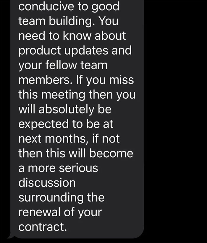 Worker Shares Viral Message Exchange Between Him And Corporate Representative After Being Reprimanded For Not Attending Monthly Meetings
