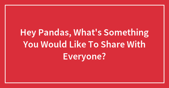 Hey Pandas, What’s Something You Would Like To Share With Everyone?