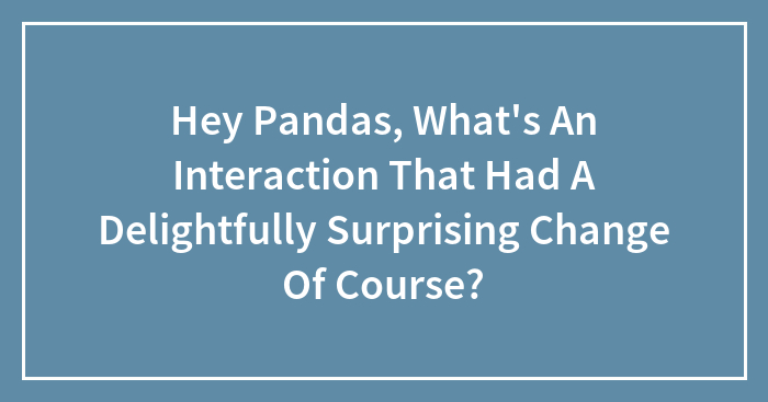 Hey Pandas, What’s An Interaction That Had A Delightfully Surprising Change Of Course?