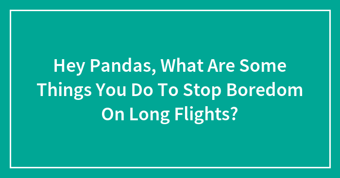 Hey Pandas, What Are Some Things You Do To Stop Boredom On Long Flights?