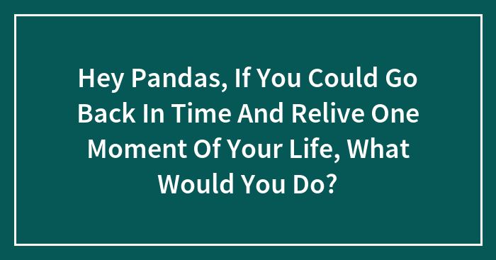 Hey Pandas, If You Could Go Back In Time And Relive One Moment Of Your Life, What Would You Do? (Closed)