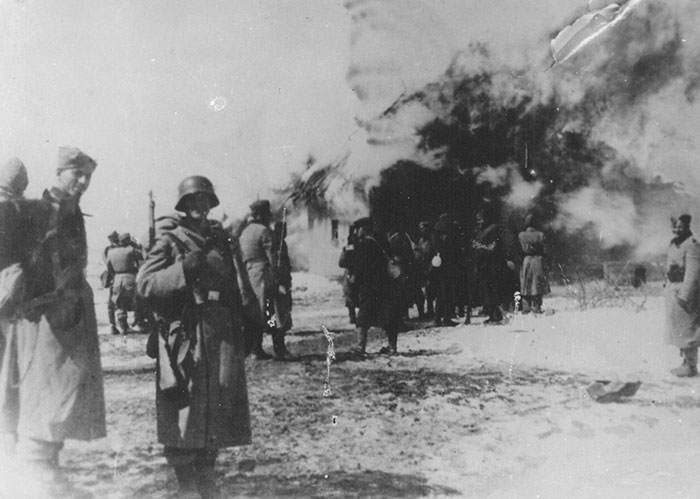 Germans Burning Village In Bosnia