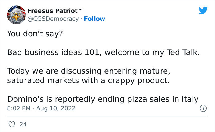 Folks React To Domino’s Pizza Closing Its Doors To The Last Store In Italy After Failing To Impress Locals - 8