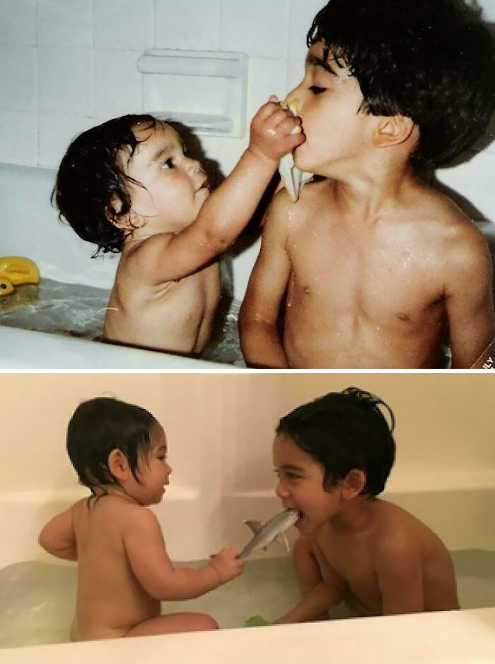 My Brother's Kids Accidentally Almost Recreated A Photo Of Their Father And Myself 33 Years Later