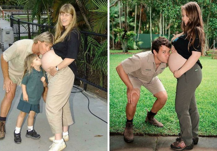 Bindi Irwin y su marido recrean la foto del embarazo de su mamá y papá