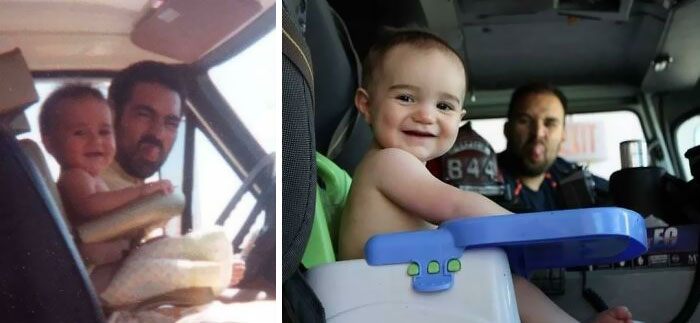 My Dad And I In 1981 Next To Me With My Son 35 Years Later