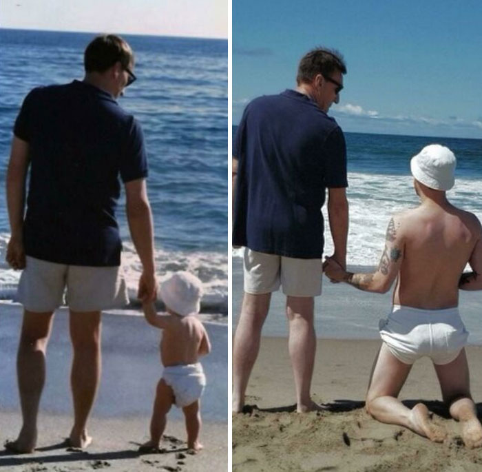 Decided To Recreate A Photo With My Dad 25 Years Later