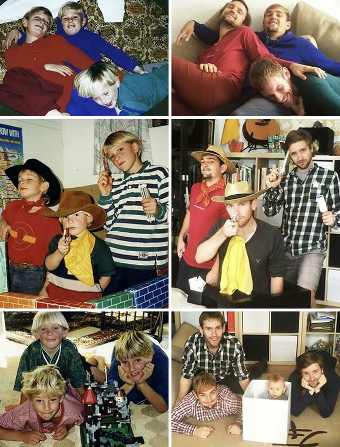 For Christmas, My Bros And I Remade 3 Classic Childhood Photos. Minus Bowl Cuts