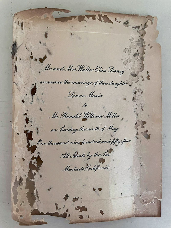My Friend Found An Invite To Walt Disney’s Daughter’s Wedding While Renovating His House In LA