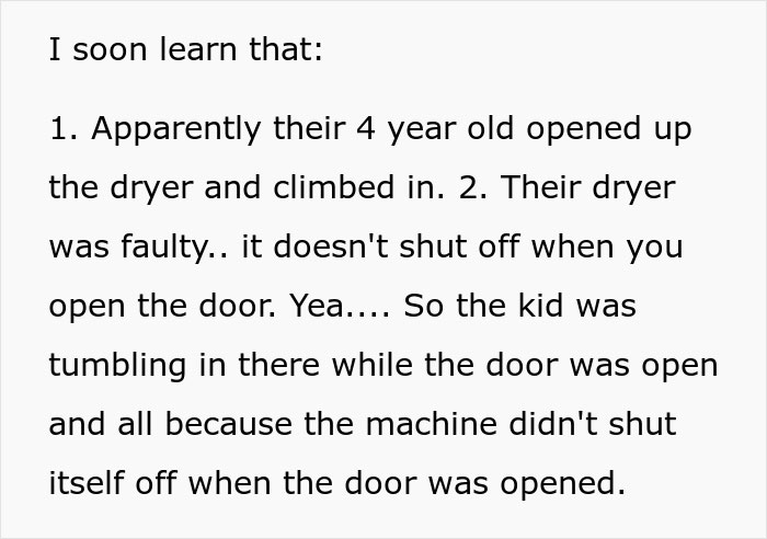 Kid Jumps Into A Dryer, Parents Want This Person To Pay Over $8k For His Medical Bills