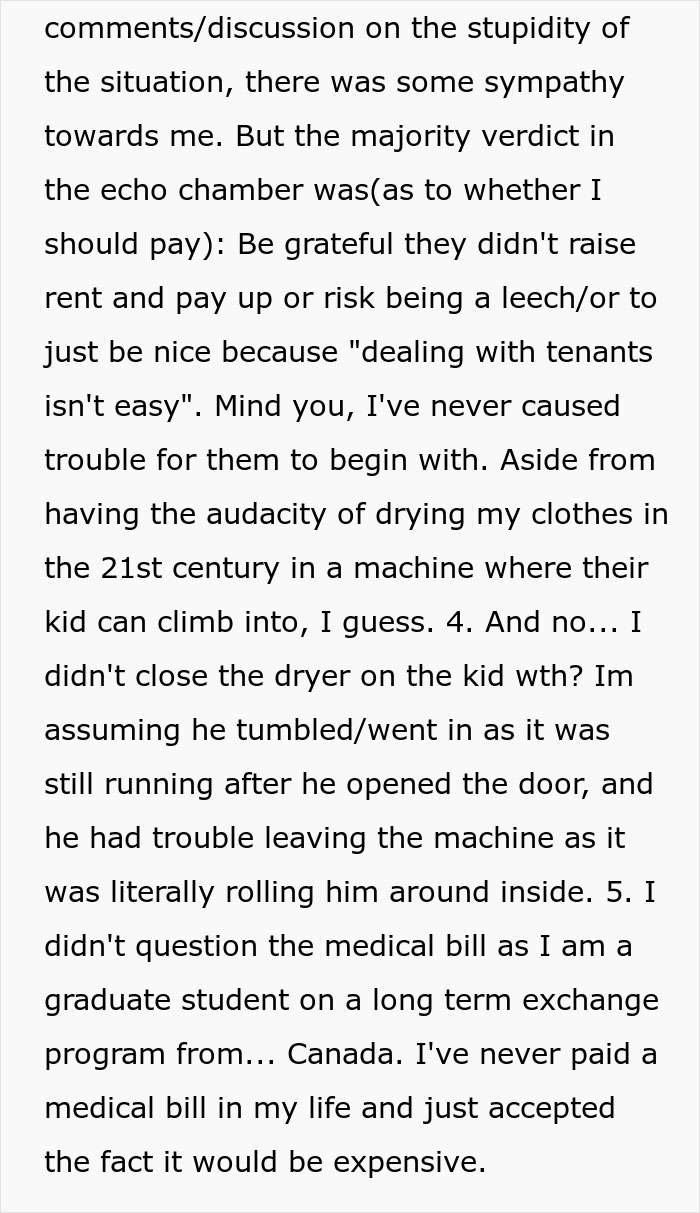 Kid Jumps Into A Dryer, Parents Want This Person To Pay Over $8k For His Medical Bills