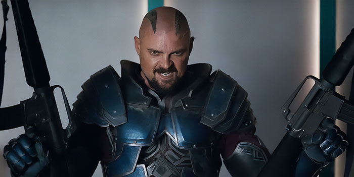 Skurge holding guns from Thor: Ragnarok