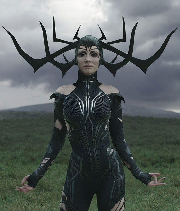 Hela looking and smiling from Thor: Ragnarok