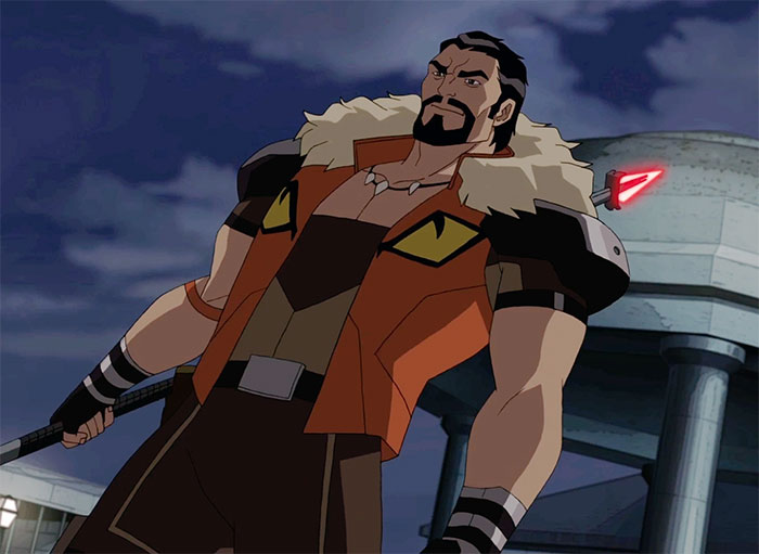 Kraven the hunter looking and smiling from Ultimate Spider-Man