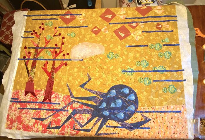 Ocean . A Quilt That Is Appliqued, Beaded, Not Quite Finished