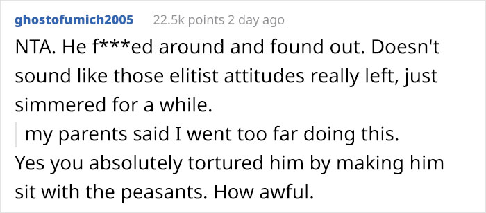 Teen Says Parents Shouldn't Have Bought Nanny A First-Class Ticket, Regrets It After They Put Him In Economy For Being So Elitist