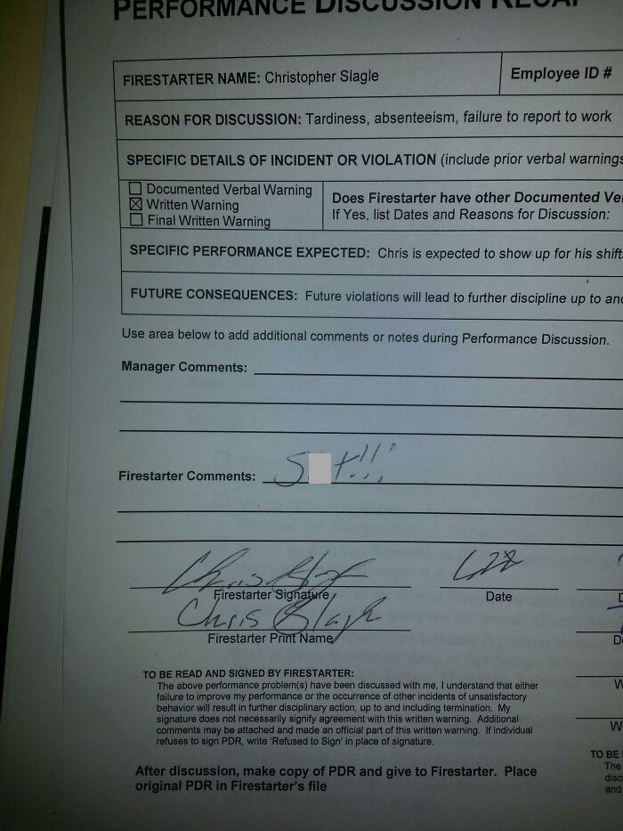 I Got Written Up At Work This One Time... .i Was Drunk