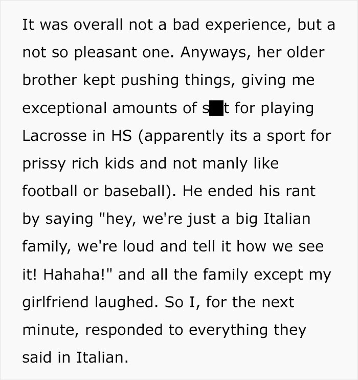 Girlfriend's Rude Italian-American Family Make Fun Of Her Boyfriend, Are Surprised When He Roasts Them With Fluent Italian Girlfriend's Rude Italian-American Family Make Fun Of Her Boyfriend, Are Surprised When He Roasts Them With Fluent Italian