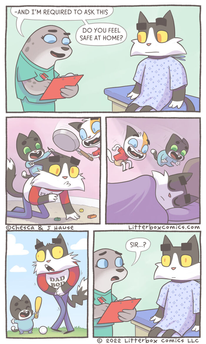 I Draw My Family As Cats In These 30+ Mom Comics