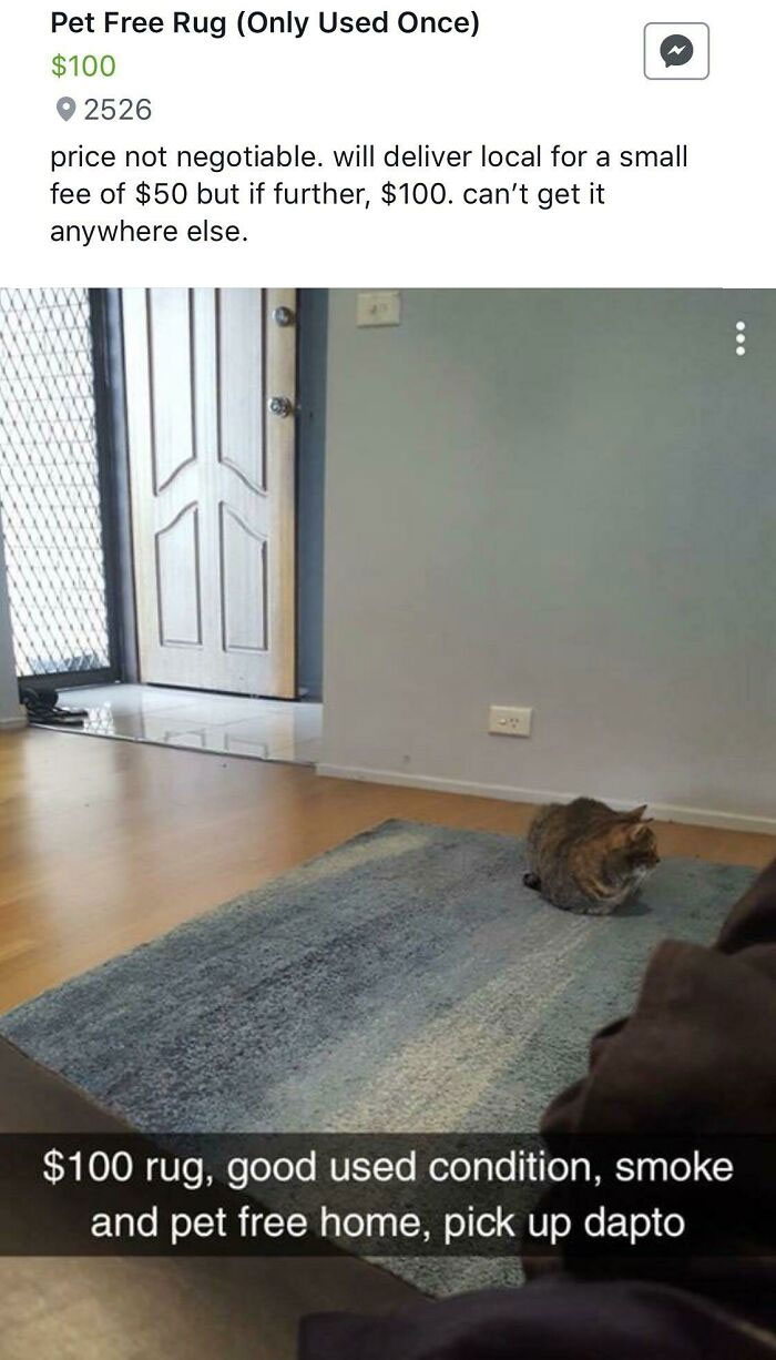 “Pet Free Rug” For Sale