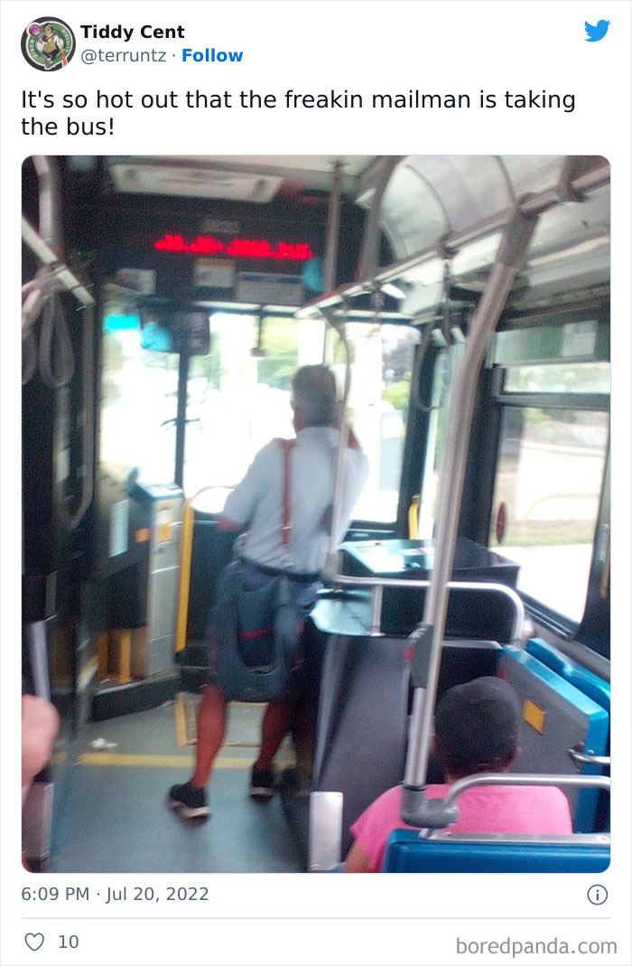 Mailman Taking The Bus