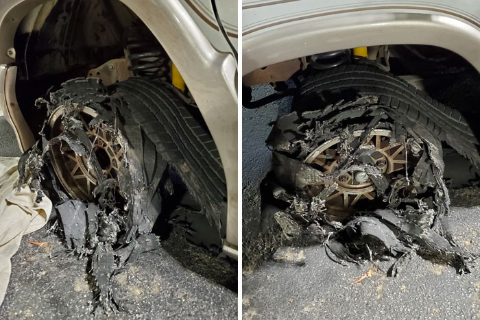 9-Year-Old Tires + 90° Weather + Low Tire Pressure + Highway Driving = Big Summer Blowout